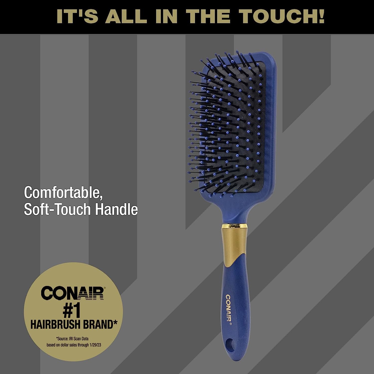Conair Velvet Touch Hairbrush for Thick Hair, Detangler Brush with Nylon Bristles, Color May Vary, 1 Count - 24hrsmart